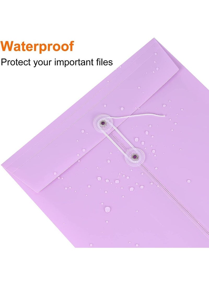 ChicAbode A4 Folder 8pcs, Plastic Expandable Envelope Document Bag with String Tie Closure, Large Capacity Information Bag Stationery Tools Organization for Home Office School (4 Colors) - Image 5